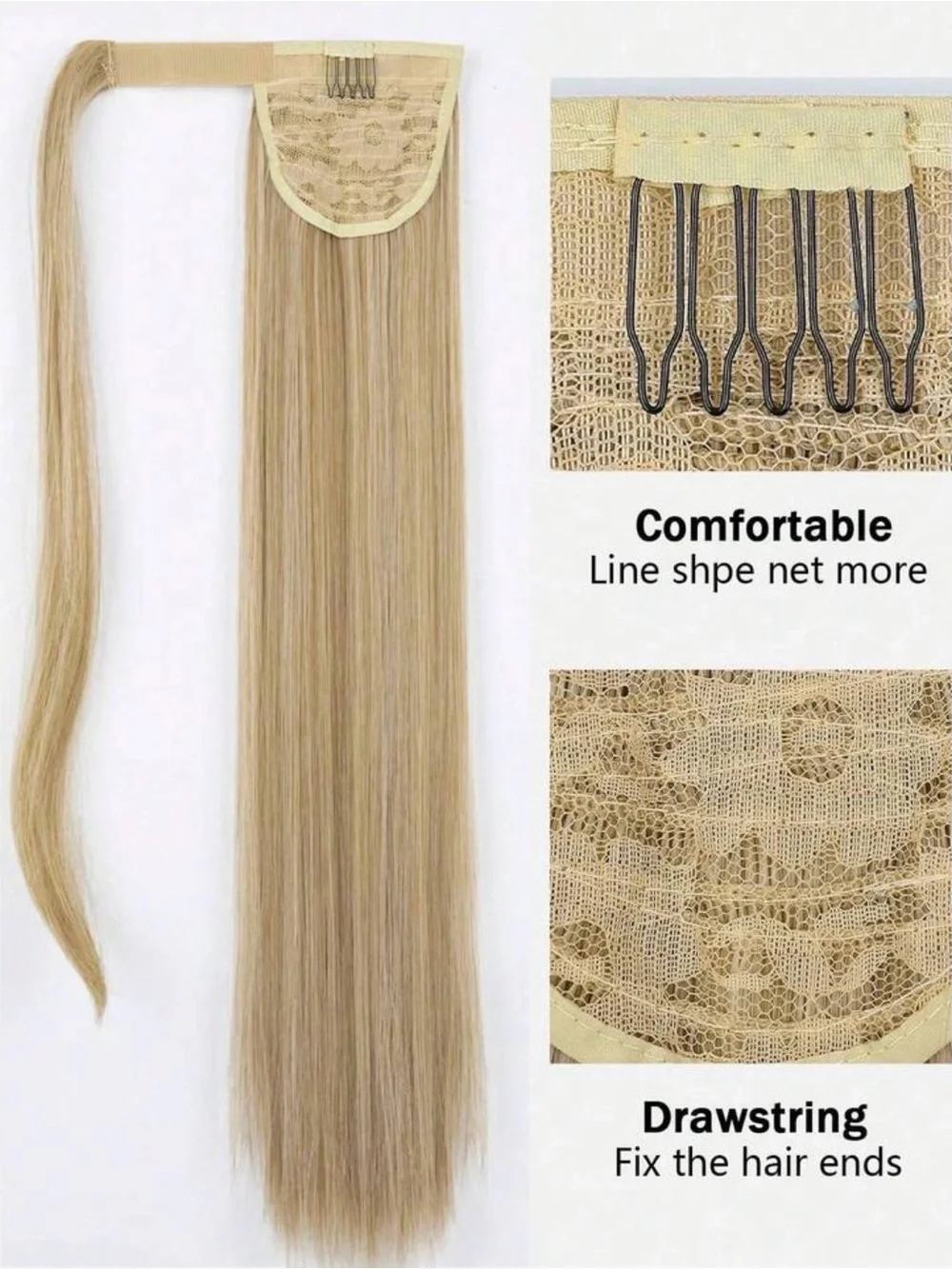 Blonde Clip-In Wrap Ponytail Extension - Sleek High Ponytail